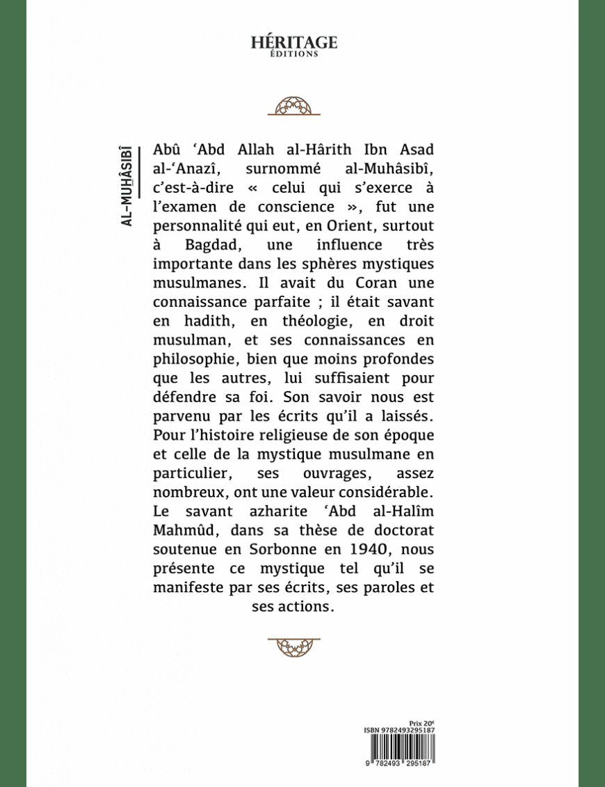 Al-Muhasibi : un mystique musulman religieux et moraliste - Héritage - Al-Bayyinah Al-Bayyinah Livre > Islam > Biographie 9782493295187 Librairie Musulmane Al-imen