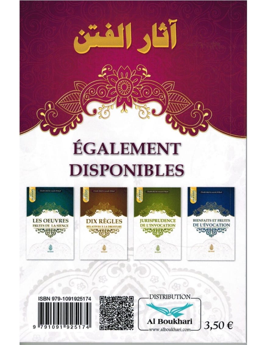 Les effets de la Dissension - Cheikh 'Abd Ar-Razzak Al-Badr - Ibn Badis - Ibn Badis Éditions Ibn Badis Livre > Islam > Tawhid / Aqidah (Croyance) 9791091925174 Librairie Musulmane Al-imen
