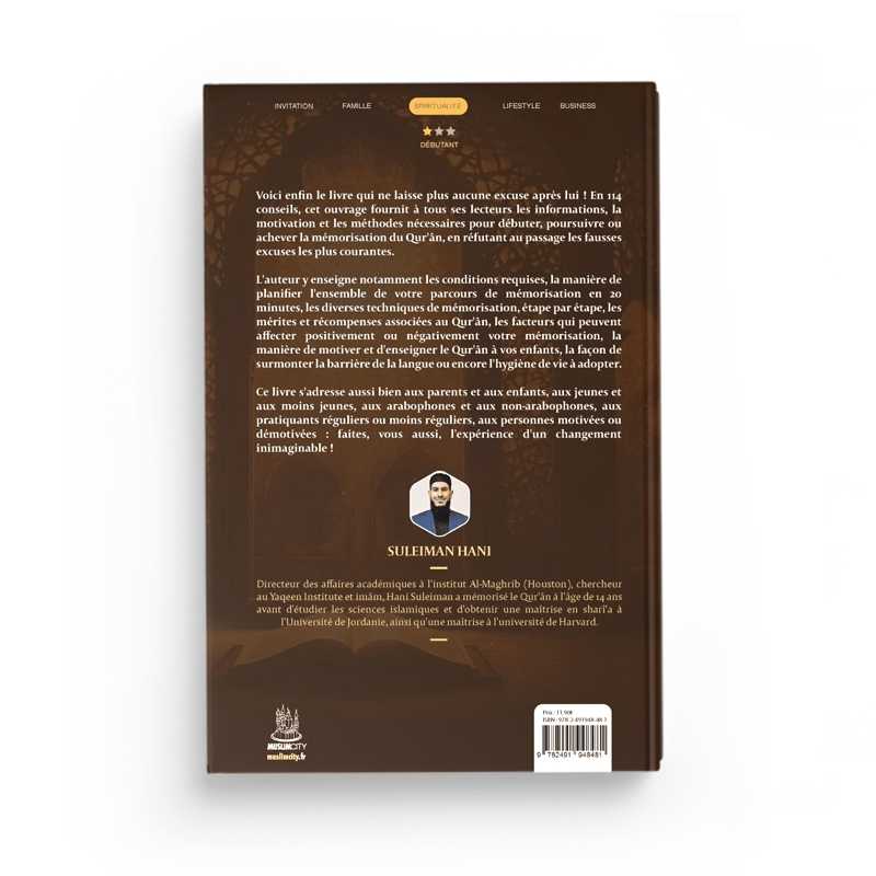 Verso : 114 conseils pour mémoriser le Quran - Suleiman Hani - Éditions MuslimCity