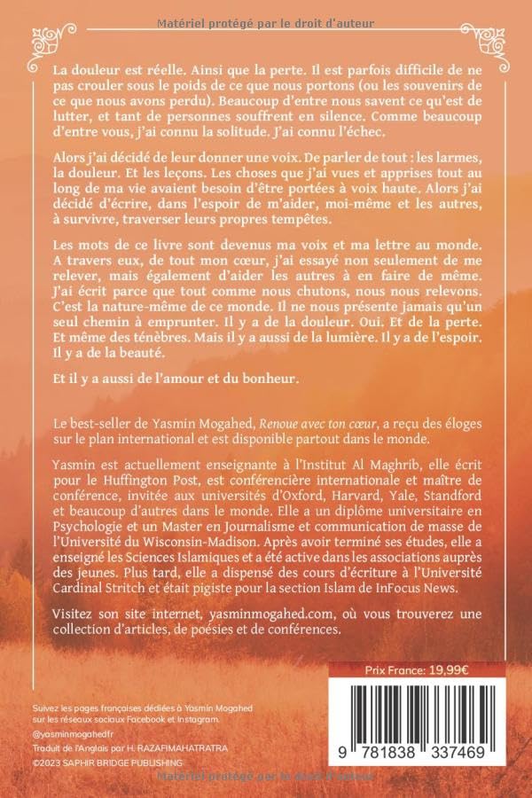 De l'Amour et du Bonheur: Un recueil de réflexions personnelles, de pensées et de citations de Yasmin Mogahed - Verso