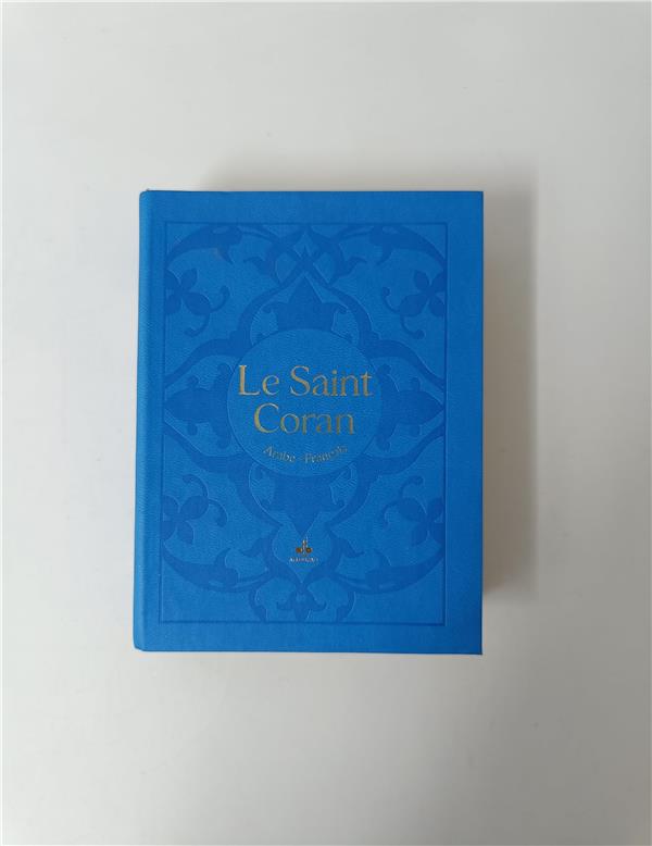 Le Saint Coran Bilingue (Arabe - Français) - Poche (Pages Dorées) - Bleu Ciel - (Éditions Al Bouraq)