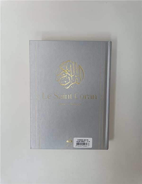Le Saint Coran Bilingue (Arabe - Français) (14x20 cm) (Al Bouraq) Argent Verso