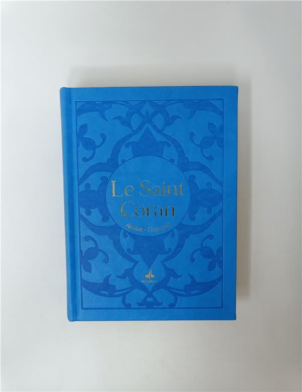 Le Saint Coran Bilingue (Arabe - Français) (Pages Dorures) - Al Bouraq - Bleu Ciel