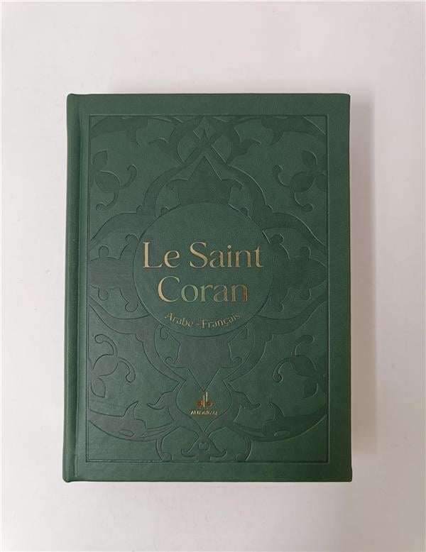 Le Saint Coran Bilingue (Arabe - Français) (Pages Dorures) - Al Bouraq - Vert Foncé