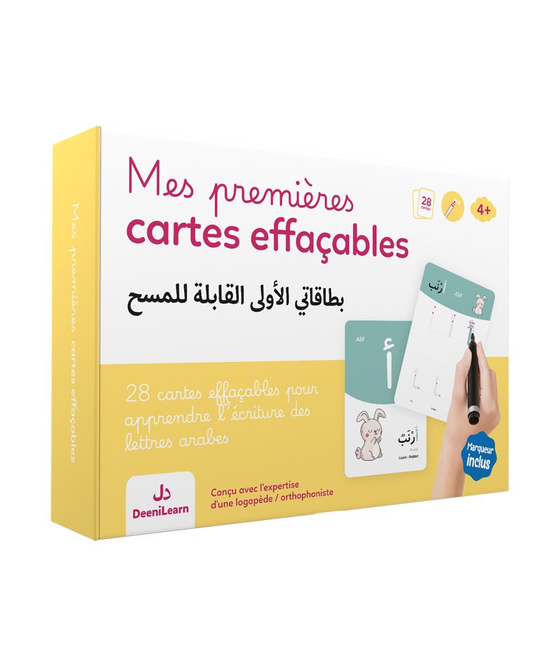 Mes premières cartes effaçables - Coffret d'écriture de l'alphabet arabe