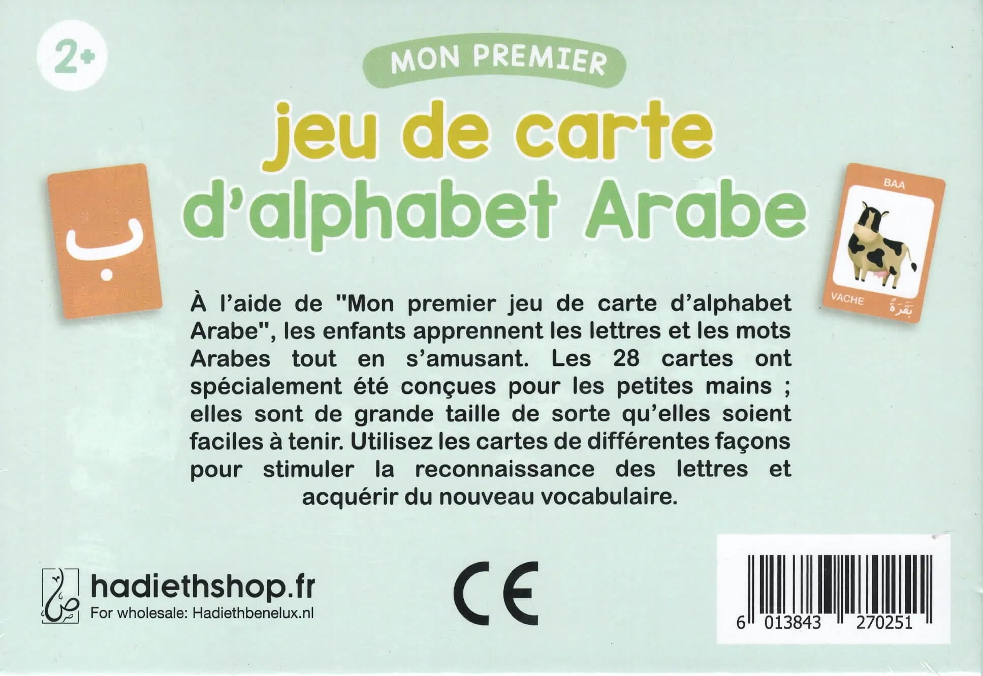 Mon premier jeu de carte de l’alphabet Arabe (28 cartes) - Hadieth benelux