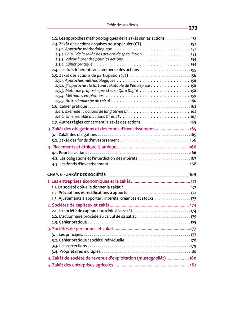Table des matières Zakât, guide pratique (Livre 2) écrit par Mostafa Brahami - Tawhid 5