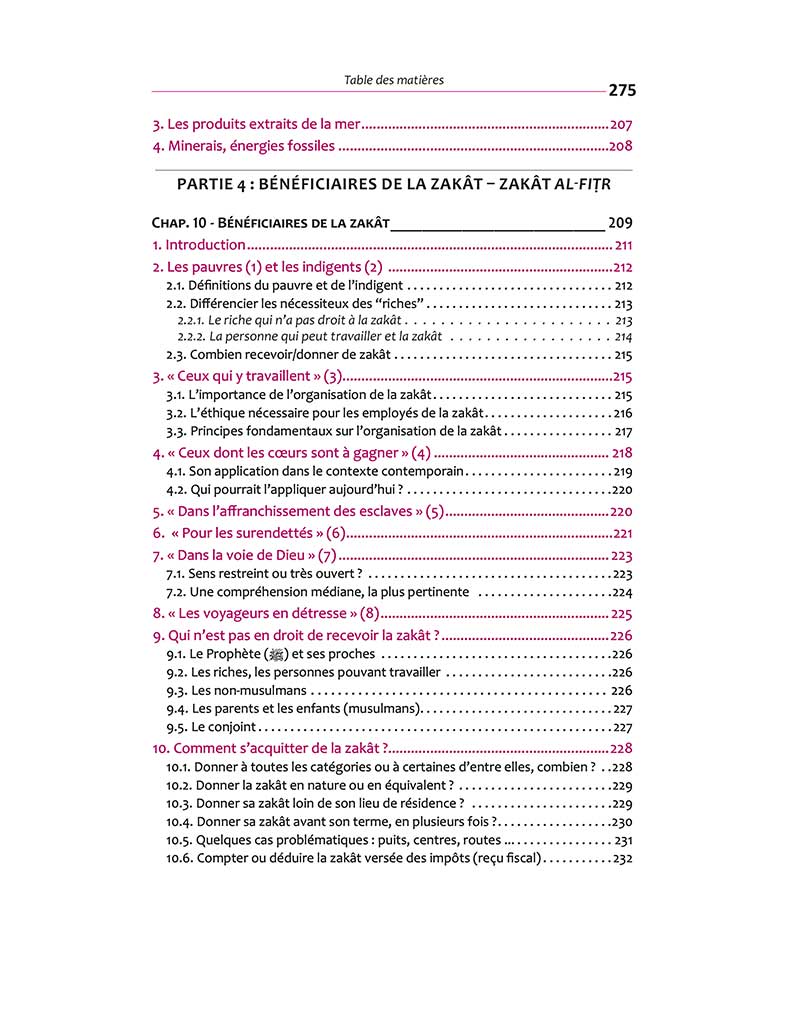 Table des matières Zakât, guide pratique (Livre 2) écrit par Mostafa Brahami - Tawhid 6