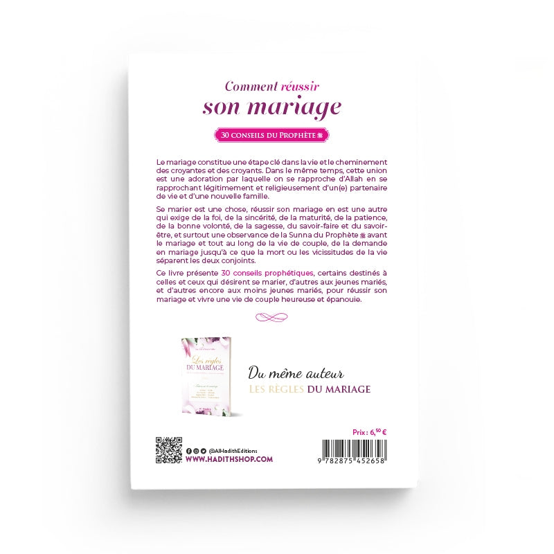 Verso Comment Réussir Son Mariage, 30 Conseils Du Prophète écrit par 'Amr 'abd Al-Mun'im Salîm - Editions Al Hadith