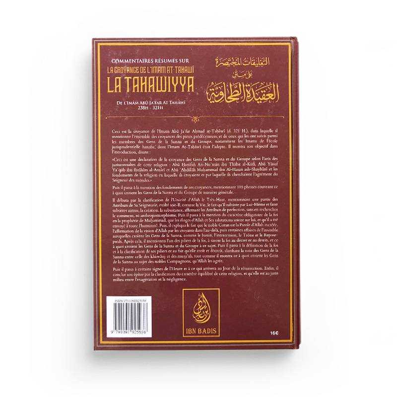 Verso du livre : Commentaires Résumés Sur La Croyance De L'imam At-Tahawi La Tahawiyya - Abū Ja'far Aṭ-Ṭaḥāwī - Éditions Ibn Badis
