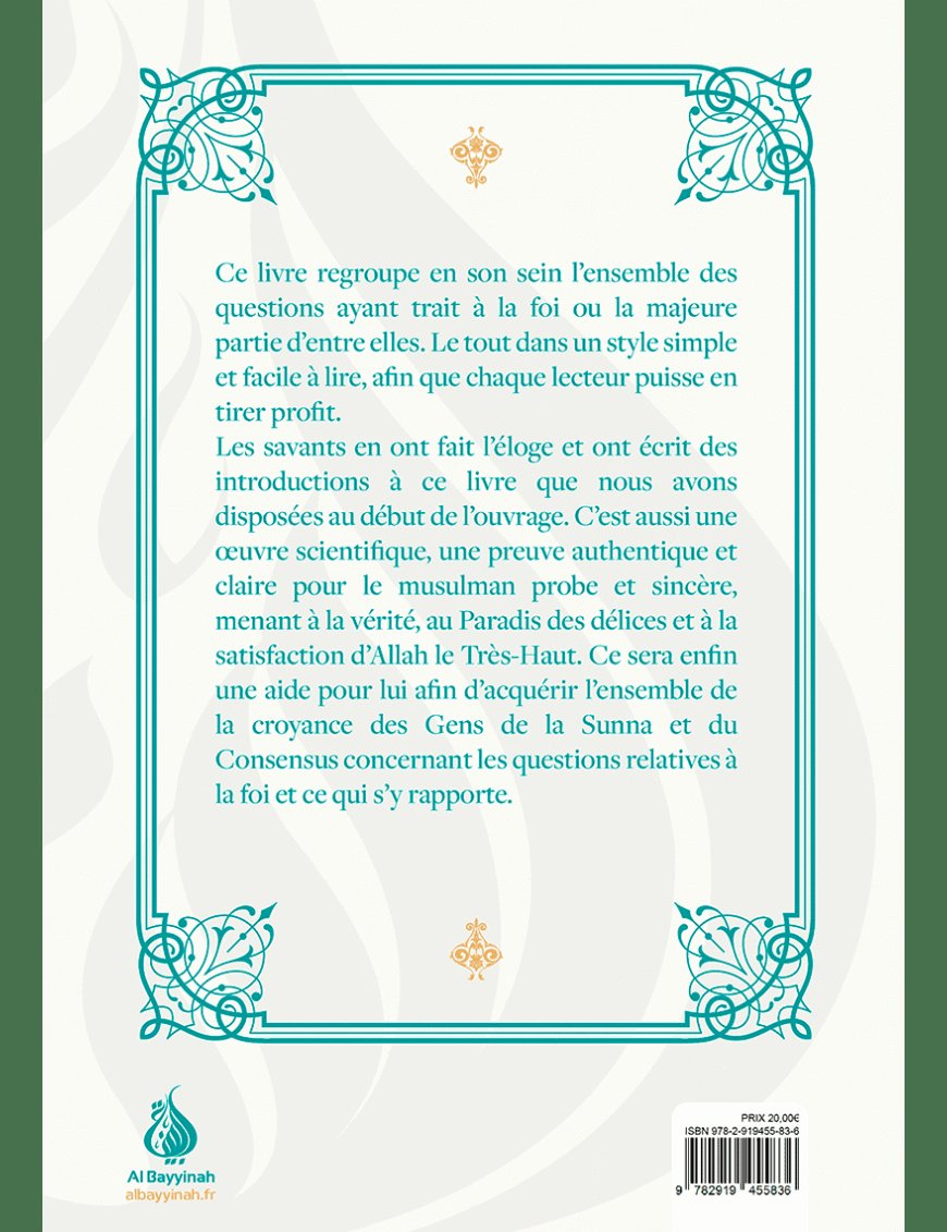 La Foi - Définitions - Questions - Annulatifs - 'Abd-Allah Al Athari - Al Bayyinah Al-Bayyinah Livre > Islam > Tawhid / Aqidah (Croyance) 9782919455836 Librairie Musulmane Al-imen