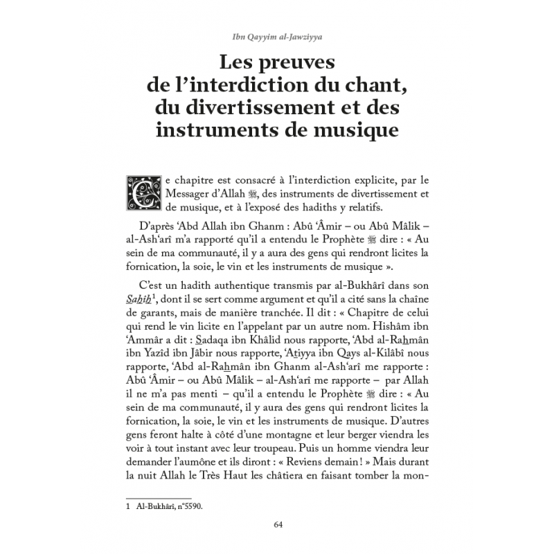 La musique & les chants par Ibn Qayyim al-Jawziyya - Éditions Al-Hadîth Al-Hadîth Livre > Islam 9782875453785 Librairie Musulmane Al-imen