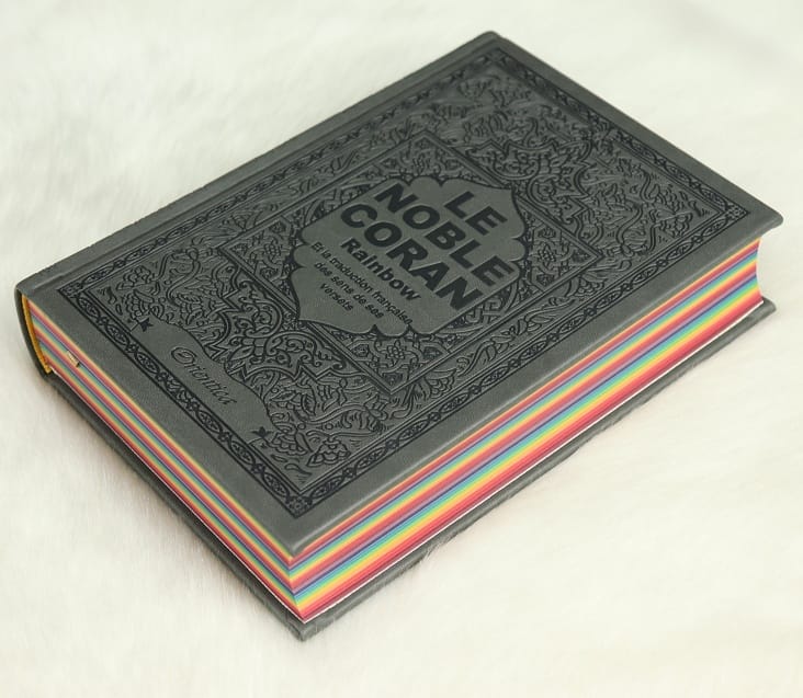 Le Noble Coran Arc-en-ciel Gris — Bilingue Français/Arabe | Couverture Daim — Orientica Orientica Coran 9782356352392 Librairie Musulmane Al-imen