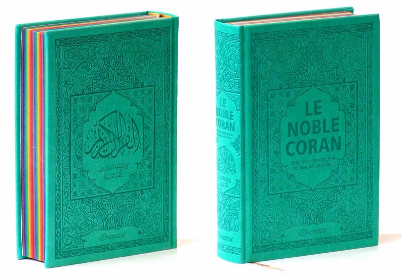 Le Noble Coran Arc-en-ciel Vert-Bleu | Pages Colorées par Jouz' | Édition Bilingue Arabe-Français — Orientica Orientica Coran/Qur'an Tafsir 9782356351913 Librairie Musulmane Al-imen
