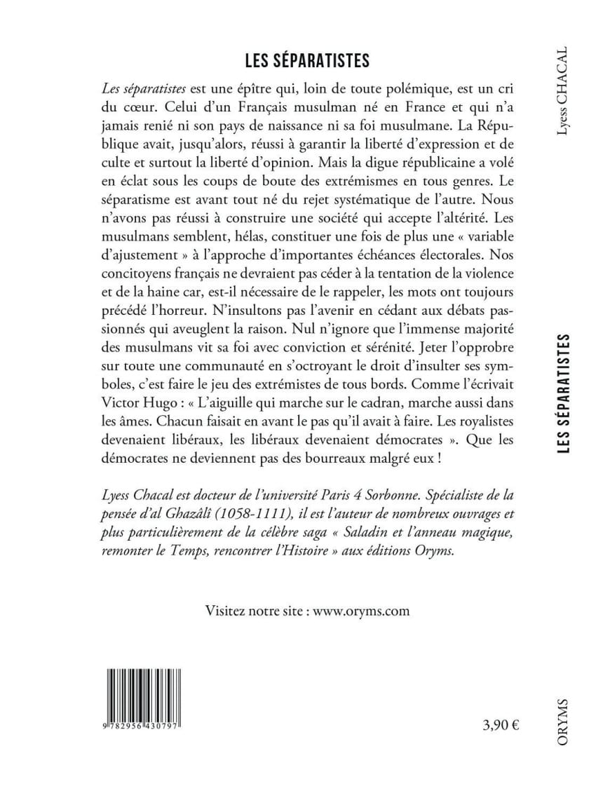 Les Séparatistes - Lyess Chacal - Oryms - Éditions Oryms Oryms Livre > Islam > Essai 9782956430797 Librairie Musulmane Al-imen