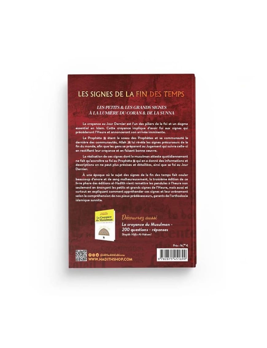 Les signes de la fin des temps - dr Yûsuf al-Wâbil - al-Hadîth - Éditions Universel Universel Livre > Islam 9782369590293 Librairie Musulmane Al-imen