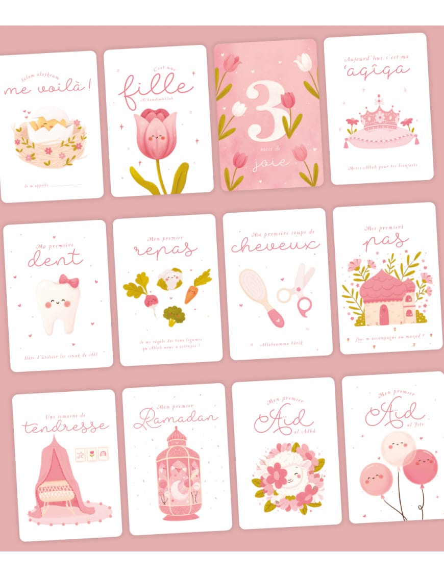 Ma première année - Cartes-étapes de mon bébé musulman (version fille) - DeeniLearn - DeeniLearn DeeniLearn Jeu Islam 9782931241196 Librairie Musulmane Al-imen