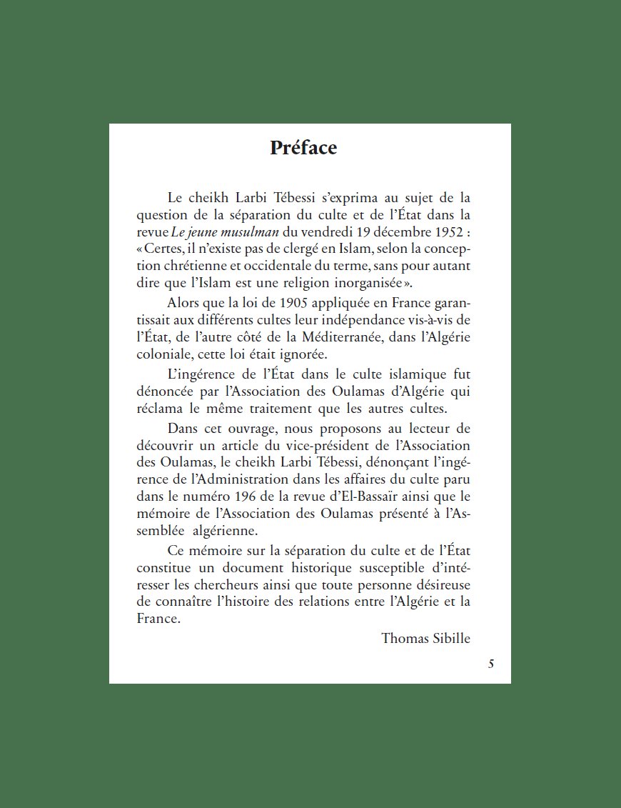 Mémoire sur la séparation du culte et de l'Etat - Association des Oulamas d'Algérie - Héritage - Al-Bayyinah Al-Bayyinah Livre > Islam > Histoire du monde arabo-musulman 9782493295279 Librairie Musulmane Al-imen