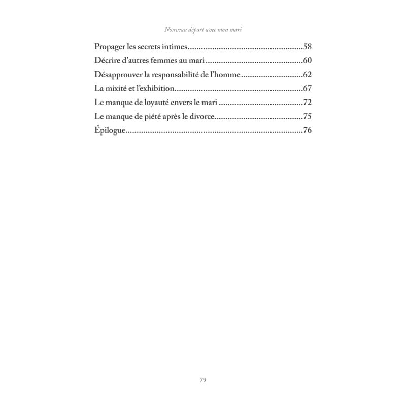 Nouveau départ avec mon mari - Muhammad Ibn Ibrâhîm al-Hamad - Editions Al hadith - éditions Al-Hadîth Al-Hadîth Livre Islam Mariage 9782875452740 Librairie Musulmane Al-imen
