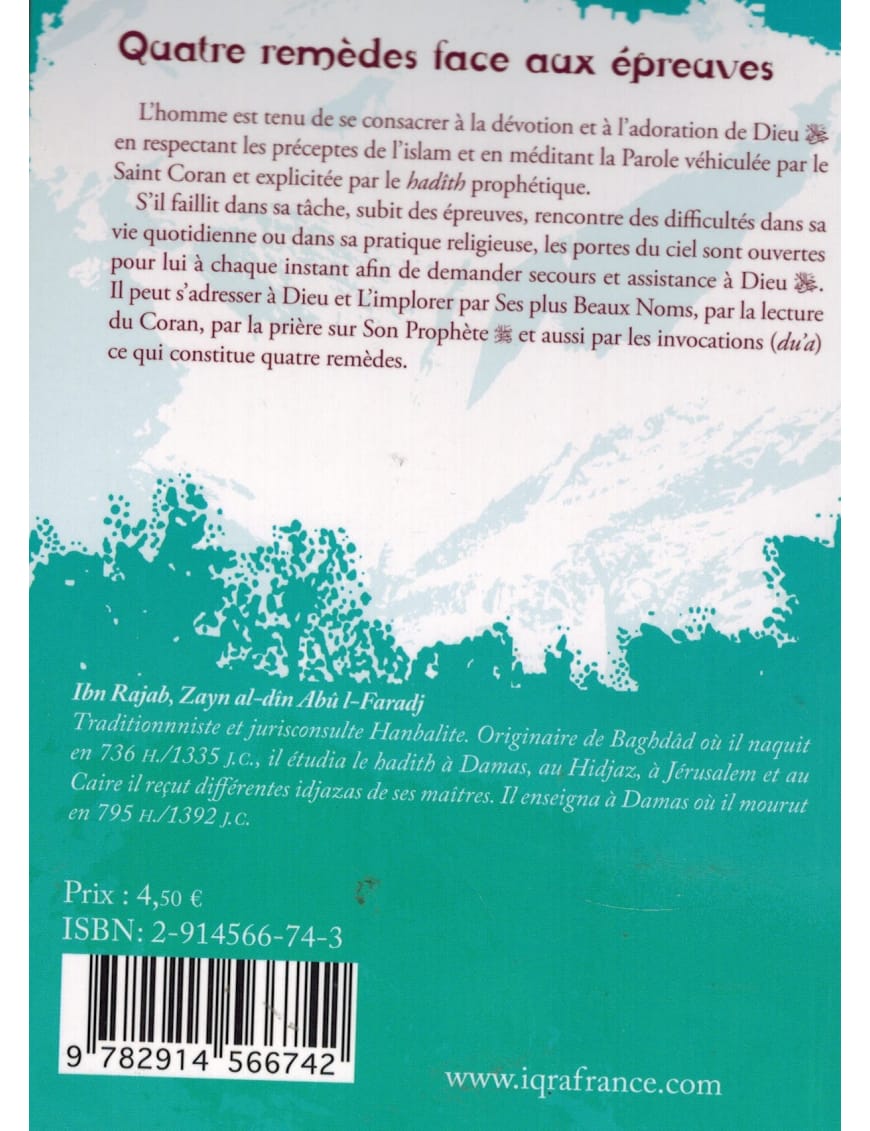 Quatre remèdes face aux épreuves - Abdallah As-Saber - La Ruche - Éditions Iqra Iqra Livre > Islam > Foi et Spiritualité 9782914566742 Librairie Musulmane Al-imen
