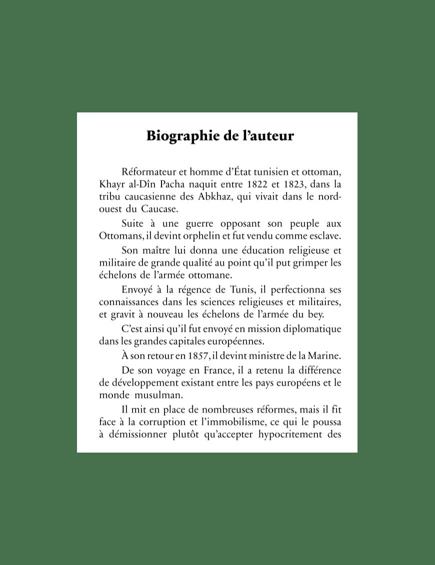 Réformes nécessaires aux États musulmans - Khayr al-Din Pacha - Héritage - Al-Bayyinah Al-Bayyinah Livre > Islam > Essai 9782493295378 Librairie Musulmane Al-imen