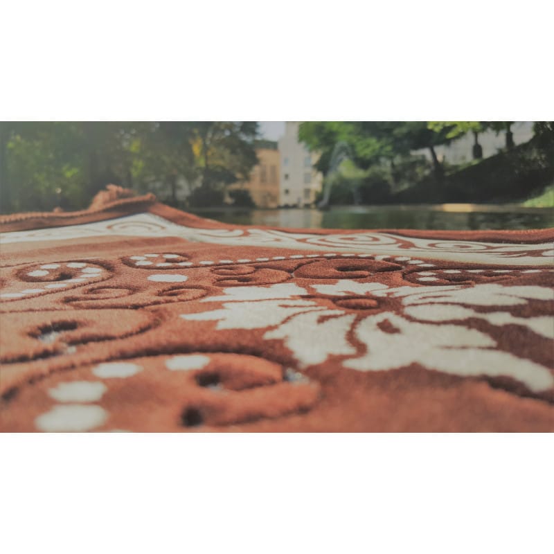 Tapis de Prière - motif fleurs - Fond Marron Saumon Sana Tapis de prière > Velours 3700495404587 Librairie Musulmane Al-imen