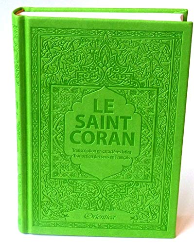 le-saint-coran-transcription-phonetique-en-caracteres-latins-et-traduction-des-sens-en-francais-edition-de-luxe-couverture-cuir-vert-clair
