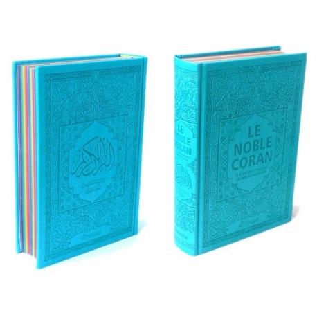 le-noble-coran-avec-pages-en-couleur-arc-en-ciel-rainbow-bleu-clair