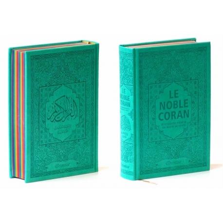 le-noble-coran-avec-pages-en-couleur-arc-en-ciel-rainbow-vert-bleu
